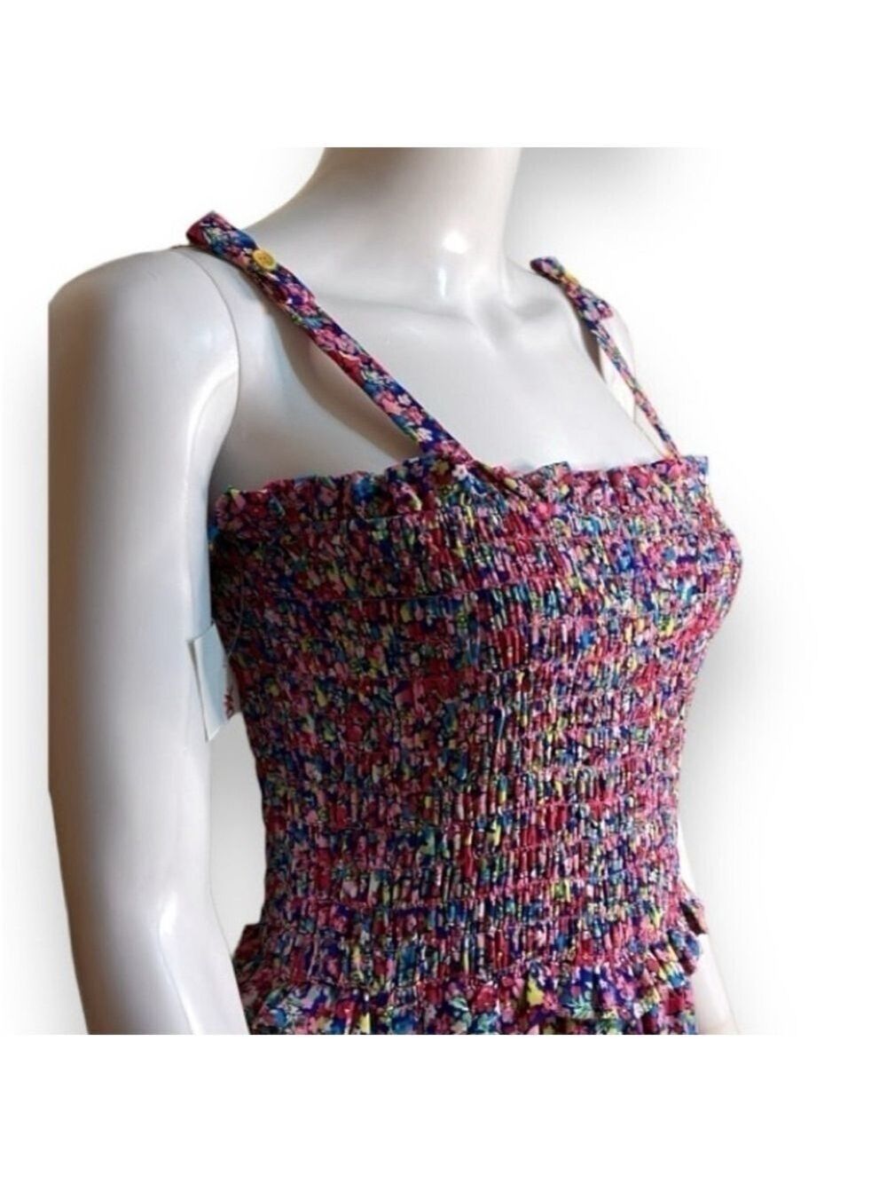 Sienna Sky Floral Maxi Dress Women's Size Large Sundress Pinks, Blues and Yellow - Picture 4 of 11
